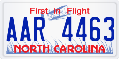 NC license plate AAR4463