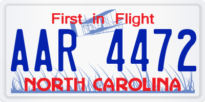 NC license plate AAR4472