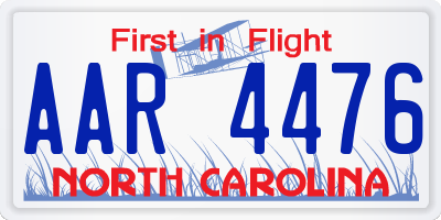 NC license plate AAR4476
