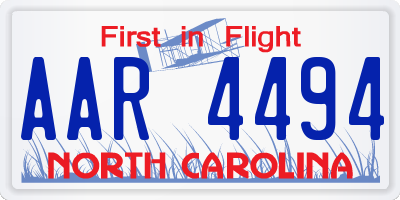 NC license plate AAR4494
