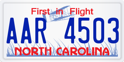 NC license plate AAR4503