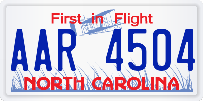 NC license plate AAR4504