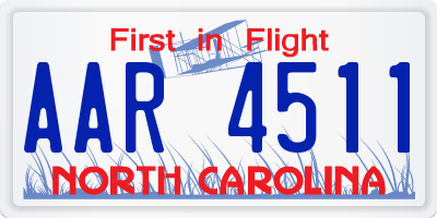 NC license plate AAR4511