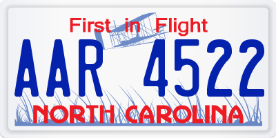 NC license plate AAR4522