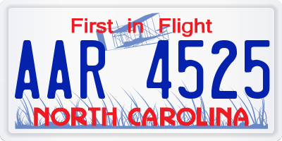 NC license plate AAR4525
