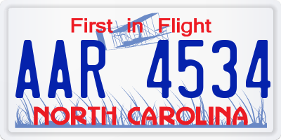 NC license plate AAR4534