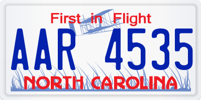 NC license plate AAR4535