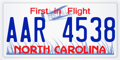 NC license plate AAR4538