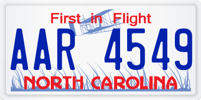 NC license plate AAR4549
