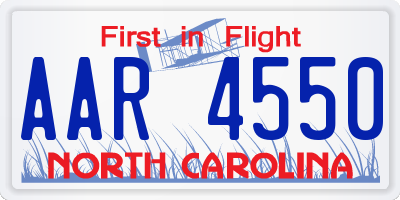 NC license plate AAR4550