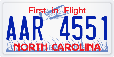 NC license plate AAR4551