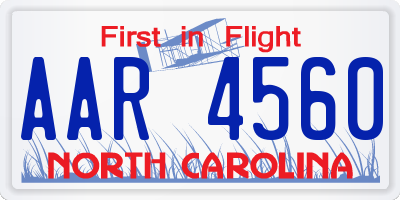 NC license plate AAR4560