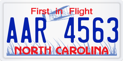 NC license plate AAR4563