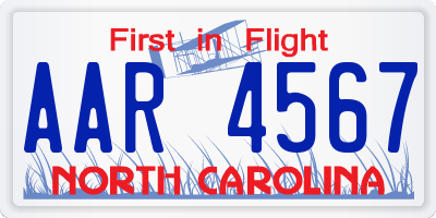 NC license plate AAR4567