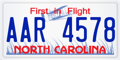 NC license plate AAR4578