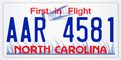 NC license plate AAR4581