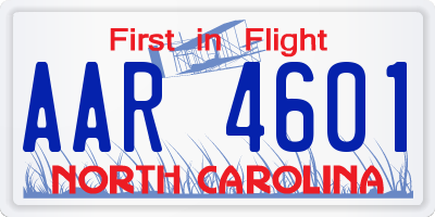 NC license plate AAR4601