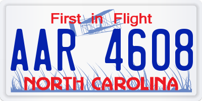 NC license plate AAR4608