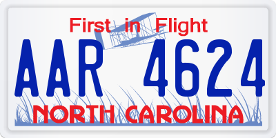NC license plate AAR4624