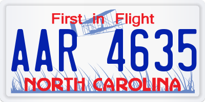 NC license plate AAR4635