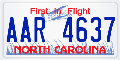 NC license plate AAR4637