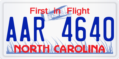 NC license plate AAR4640