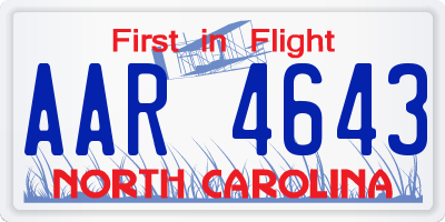 NC license plate AAR4643
