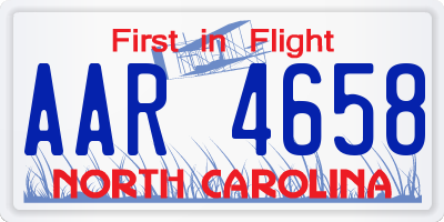NC license plate AAR4658