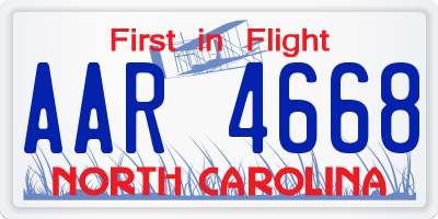 NC license plate AAR4668