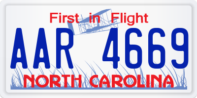 NC license plate AAR4669