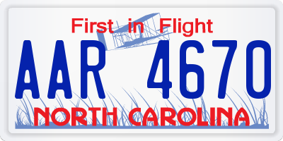 NC license plate AAR4670