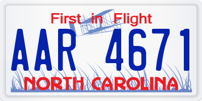 NC license plate AAR4671