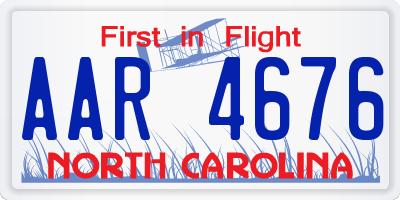 NC license plate AAR4676