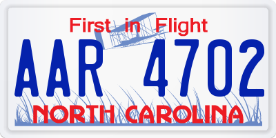 NC license plate AAR4702