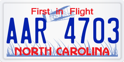 NC license plate AAR4703
