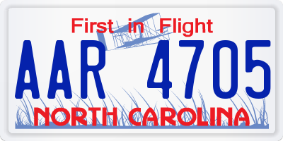 NC license plate AAR4705
