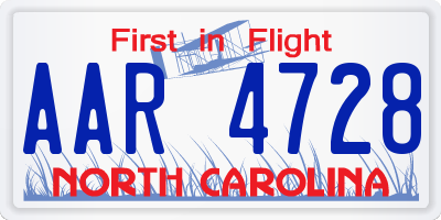 NC license plate AAR4728