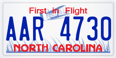 NC license plate AAR4730