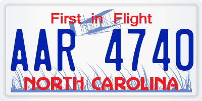 NC license plate AAR4740