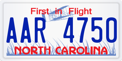NC license plate AAR4750