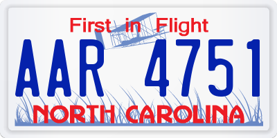 NC license plate AAR4751