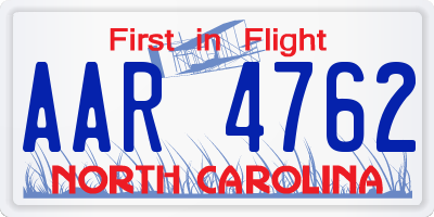 NC license plate AAR4762