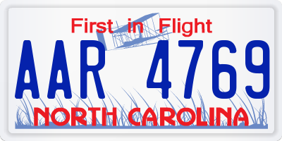 NC license plate AAR4769