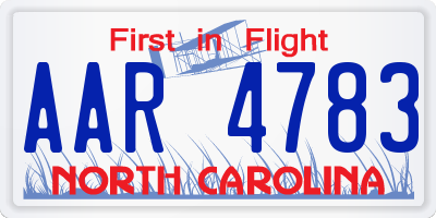 NC license plate AAR4783