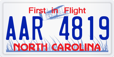 NC license plate AAR4819
