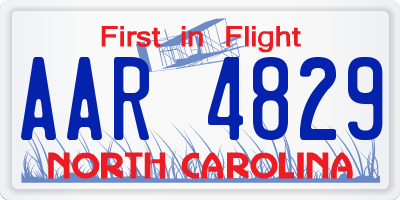 NC license plate AAR4829