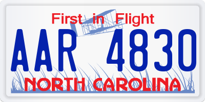 NC license plate AAR4830