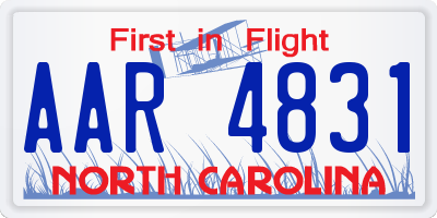NC license plate AAR4831
