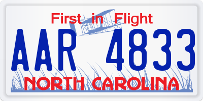 NC license plate AAR4833