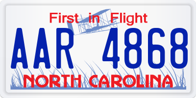NC license plate AAR4868